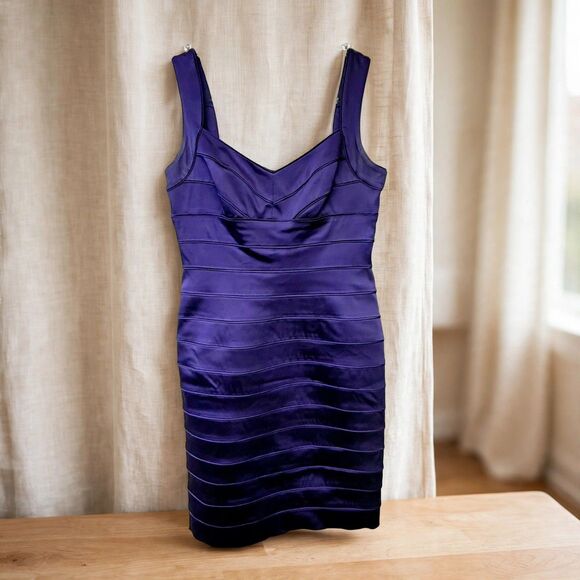 Lauren Ralph Lauren Dresses & Skirts - Lauren Ralph Lauren Purple Satin Cocktail Dress 12 Pleated Sleeveless Sheath